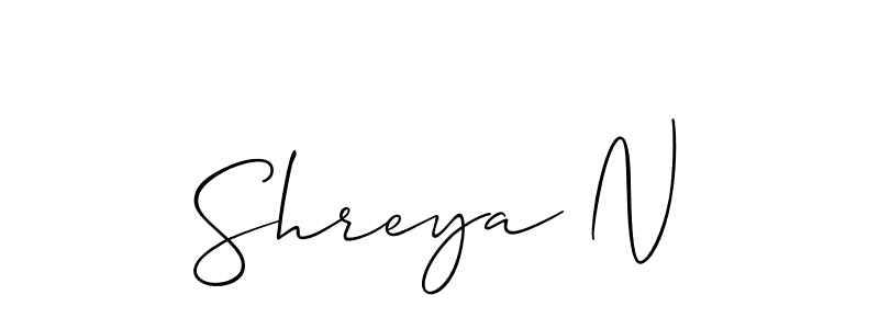 Design your own signature with our free online signature maker. With this signature software, you can create a handwritten (Allison_Script) signature for name Shreya N. Shreya N signature style 2 images and pictures png