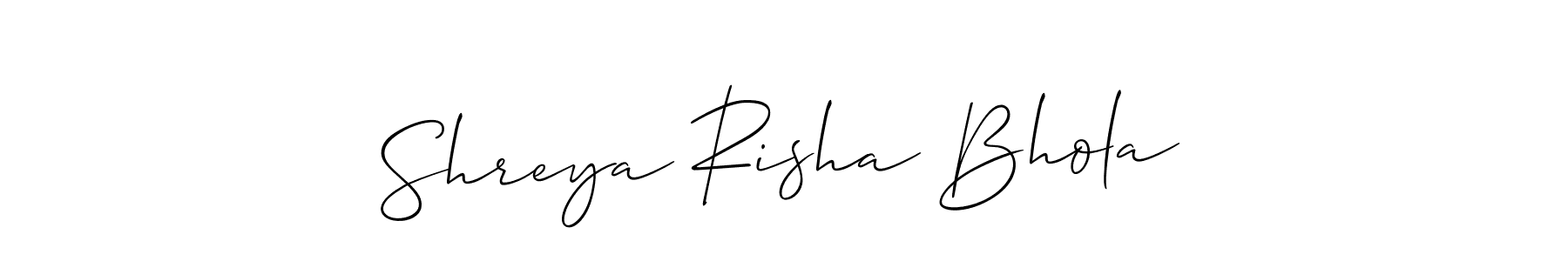 You can use this online signature creator to create a handwritten signature for the name Shreya Risha Bhola. This is the best online autograph maker. Shreya Risha Bhola signature style 2 images and pictures png