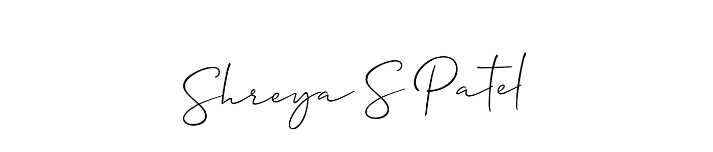 if you are searching for the best signature style for your name Shreya S Patel. so please give up your signature search. here we have designed multiple signature styles  using Allison_Script. Shreya S Patel signature style 2 images and pictures png
