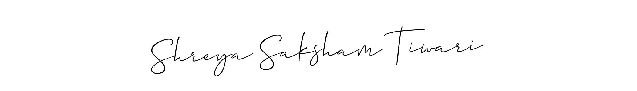 You should practise on your own different ways (Allison_Script) to write your name (Shreya Saksham Tiwari) in signature. don't let someone else do it for you. Shreya Saksham Tiwari signature style 2 images and pictures png