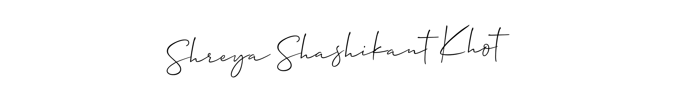 Design your own signature with our free online signature maker. With this signature software, you can create a handwritten (Allison_Script) signature for name Shreya Shashikant Khot. Shreya Shashikant Khot signature style 2 images and pictures png