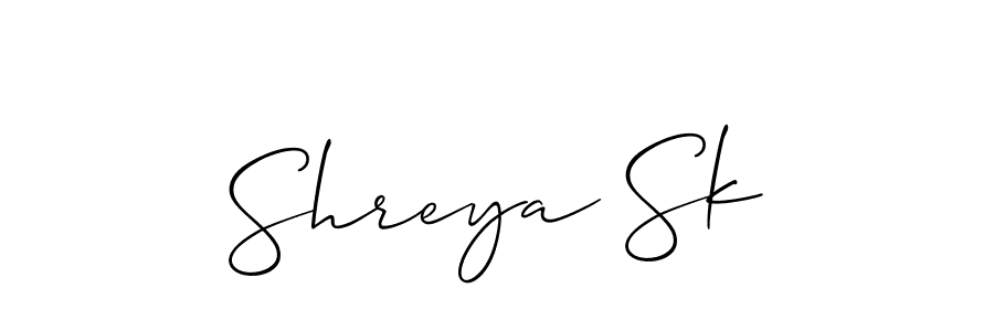 Create a beautiful signature design for name Shreya Sk. With this signature (Allison_Script) fonts, you can make a handwritten signature for free. Shreya Sk signature style 2 images and pictures png