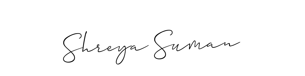 Shreya Suman stylish signature style. Best Handwritten Sign (Allison_Script) for my name. Handwritten Signature Collection Ideas for my name Shreya Suman. Shreya Suman signature style 2 images and pictures png