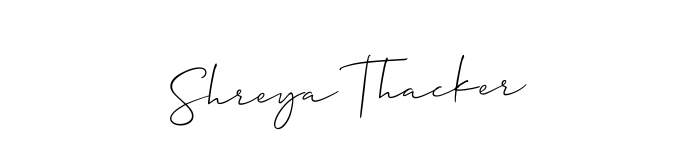 It looks lik you need a new signature style for name Shreya Thacker. Design unique handwritten (Allison_Script) signature with our free signature maker in just a few clicks. Shreya Thacker signature style 2 images and pictures png