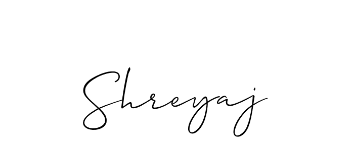 Also we have Shreyaj name is the best signature style. Create professional handwritten signature collection using Allison_Script autograph style. Shreyaj signature style 2 images and pictures png