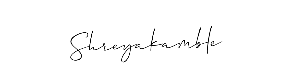 Design your own signature with our free online signature maker. With this signature software, you can create a handwritten (Allison_Script) signature for name Shreyakamble. Shreyakamble signature style 2 images and pictures png