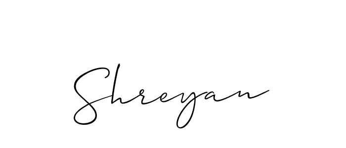 How to make Shreyan name signature. Use Allison_Script style for creating short signs online. This is the latest handwritten sign. Shreyan signature style 2 images and pictures png