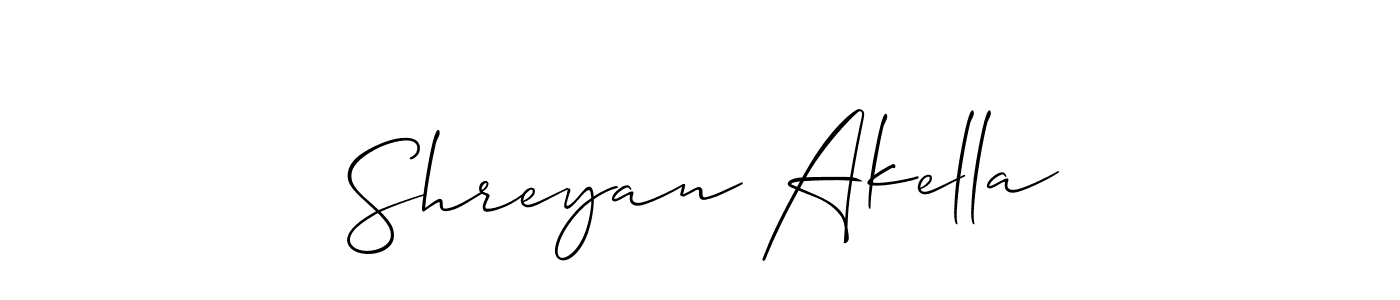 Design your own signature with our free online signature maker. With this signature software, you can create a handwritten (Allison_Script) signature for name Shreyan Akella. Shreyan Akella signature style 2 images and pictures png
