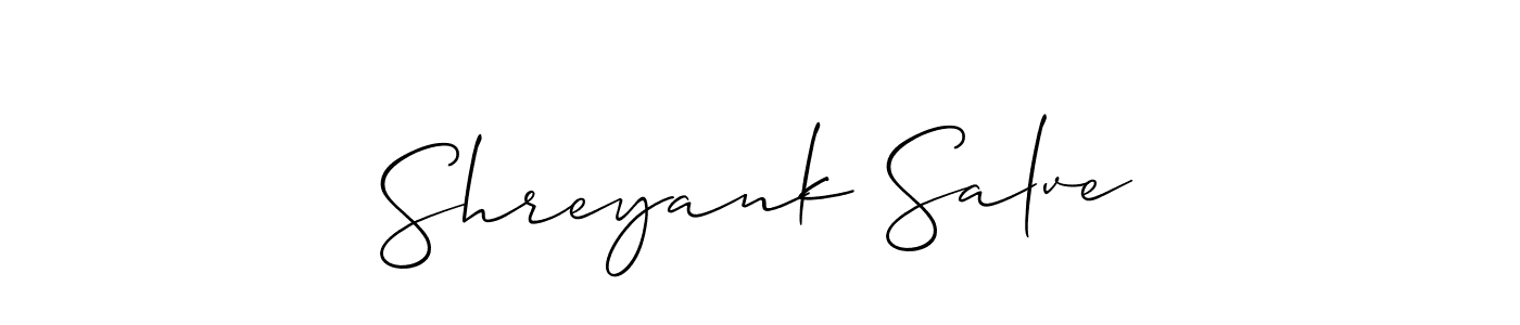 How to make Shreyank Salve name signature. Use Allison_Script style for creating short signs online. This is the latest handwritten sign. Shreyank Salve signature style 2 images and pictures png