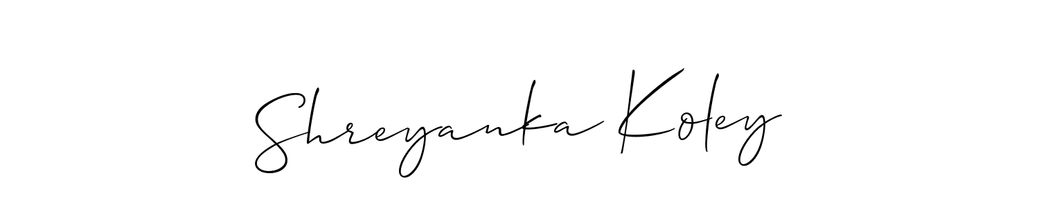 Use a signature maker to create a handwritten signature online. With this signature software, you can design (Allison_Script) your own signature for name Shreyanka Koley. Shreyanka Koley signature style 2 images and pictures png