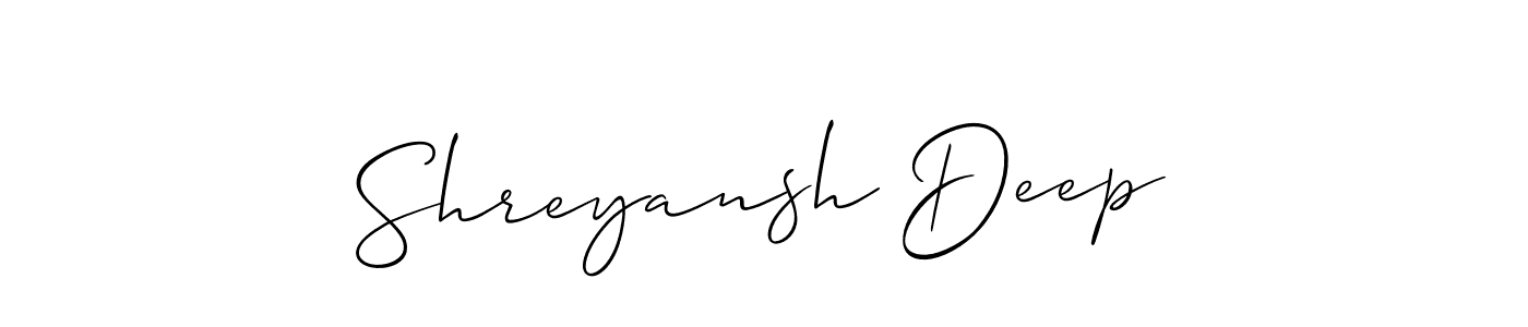 You should practise on your own different ways (Allison_Script) to write your name (Shreyansh Deep) in signature. don't let someone else do it for you. Shreyansh Deep signature style 2 images and pictures png