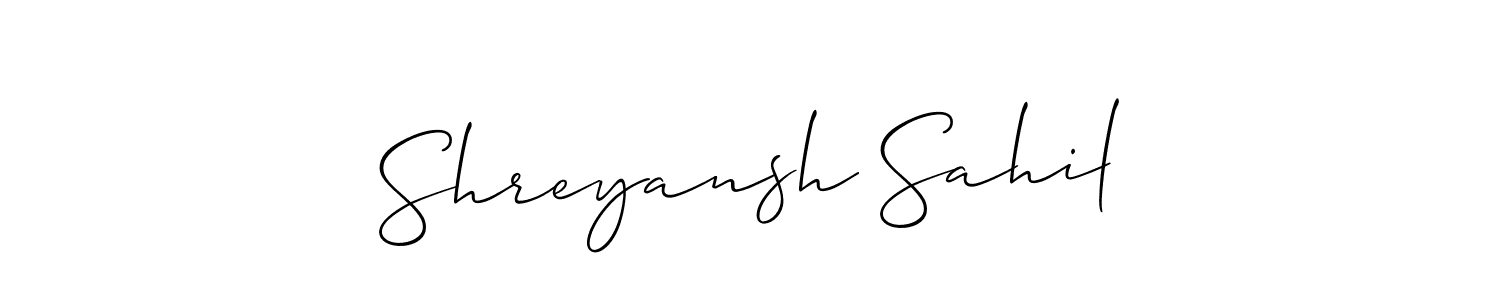 Allison_Script is a professional signature style that is perfect for those who want to add a touch of class to their signature. It is also a great choice for those who want to make their signature more unique. Get Shreyansh Sahil name to fancy signature for free. Shreyansh Sahil signature style 2 images and pictures png