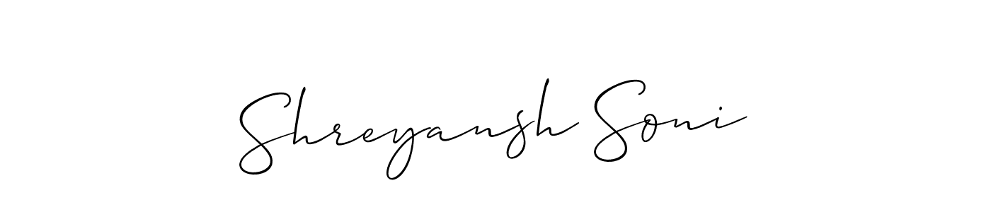 Also we have Shreyansh Soni name is the best signature style. Create professional handwritten signature collection using Allison_Script autograph style. Shreyansh Soni signature style 2 images and pictures png