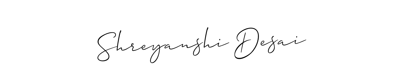 You should practise on your own different ways (Allison_Script) to write your name (Shreyanshi Desai) in signature. don't let someone else do it for you. Shreyanshi Desai signature style 2 images and pictures png