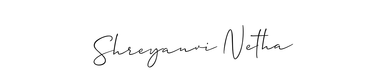 It looks lik you need a new signature style for name Shreyanvi Netha. Design unique handwritten (Allison_Script) signature with our free signature maker in just a few clicks. Shreyanvi Netha signature style 2 images and pictures png