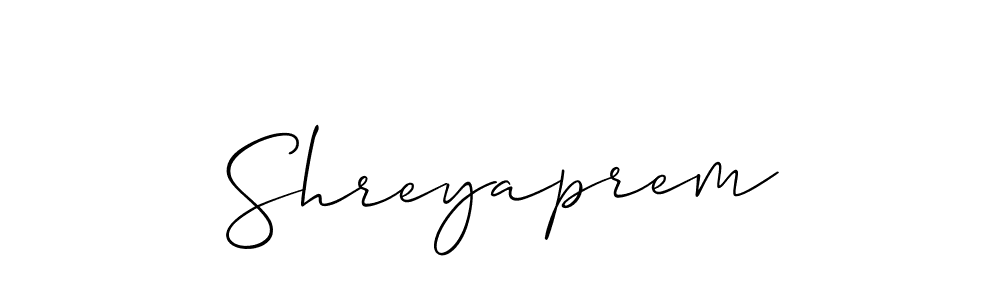 Shreyaprem stylish signature style. Best Handwritten Sign (Allison_Script) for my name. Handwritten Signature Collection Ideas for my name Shreyaprem. Shreyaprem signature style 2 images and pictures png