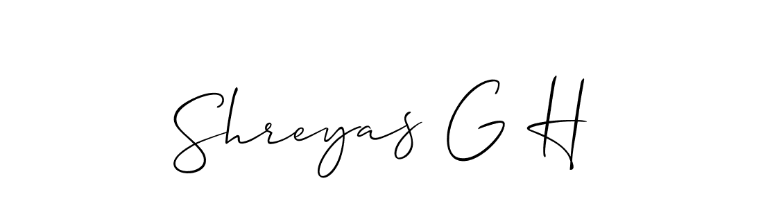Create a beautiful signature design for name Shreyas G H. With this signature (Allison_Script) fonts, you can make a handwritten signature for free. Shreyas G H signature style 2 images and pictures png