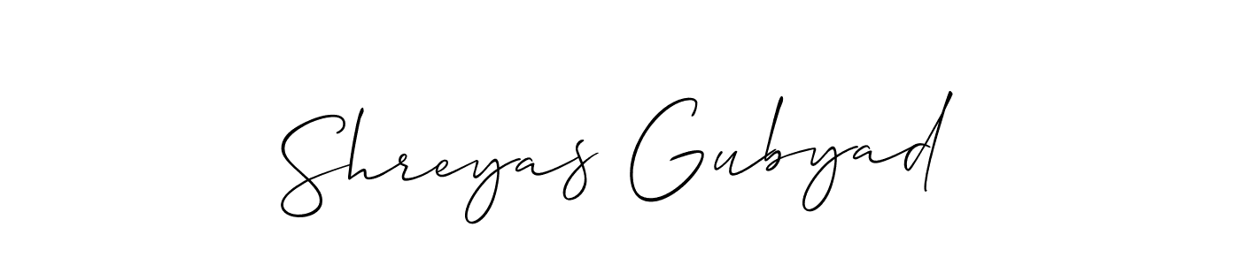 Shreyas Gubyad stylish signature style. Best Handwritten Sign (Allison_Script) for my name. Handwritten Signature Collection Ideas for my name Shreyas Gubyad. Shreyas Gubyad signature style 2 images and pictures png