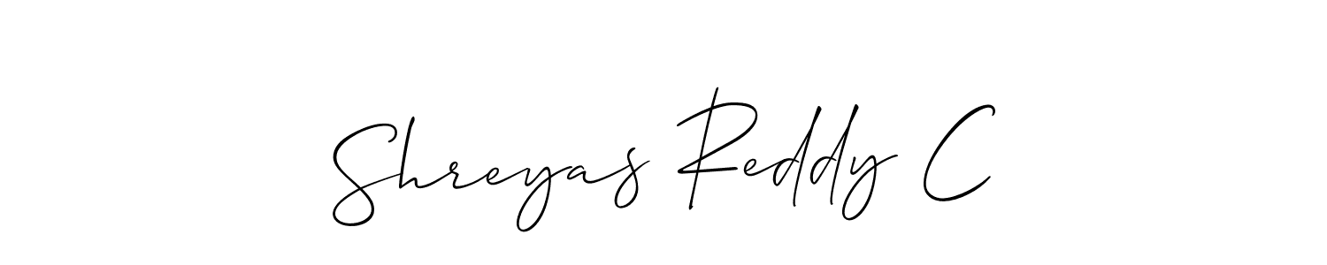 Allison_Script is a professional signature style that is perfect for those who want to add a touch of class to their signature. It is also a great choice for those who want to make their signature more unique. Get Shreyas Reddy C name to fancy signature for free. Shreyas Reddy C signature style 2 images and pictures png