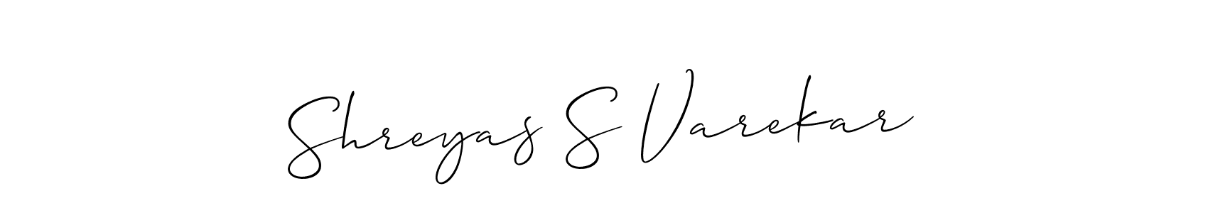 Create a beautiful signature design for name Shreyas S Varekar. With this signature (Allison_Script) fonts, you can make a handwritten signature for free. Shreyas S Varekar signature style 2 images and pictures png