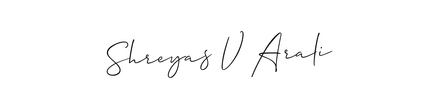 Similarly Allison_Script is the best handwritten signature design. Signature creator online .You can use it as an online autograph creator for name Shreyas V Arali. Shreyas V Arali signature style 2 images and pictures png