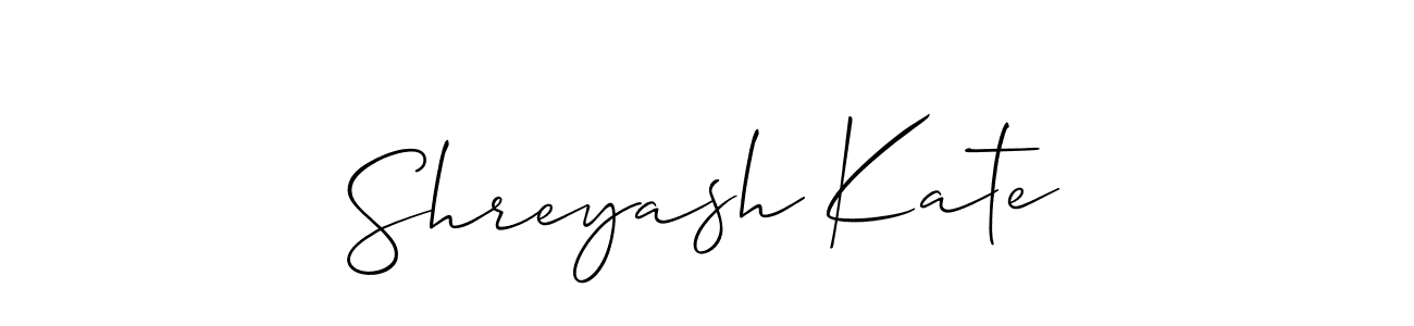 Also we have Shreyash Kate name is the best signature style. Create professional handwritten signature collection using Allison_Script autograph style. Shreyash Kate signature style 2 images and pictures png
