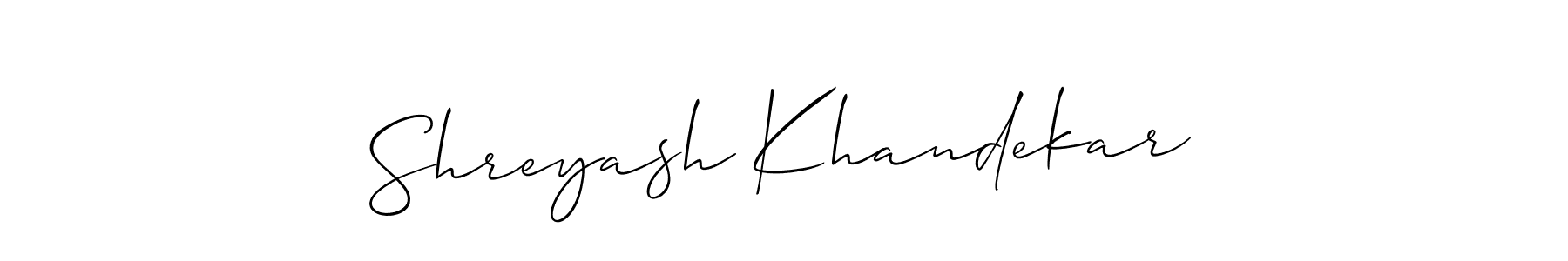 How to make Shreyash Khandekar signature? Allison_Script is a professional autograph style. Create handwritten signature for Shreyash Khandekar name. Shreyash Khandekar signature style 2 images and pictures png