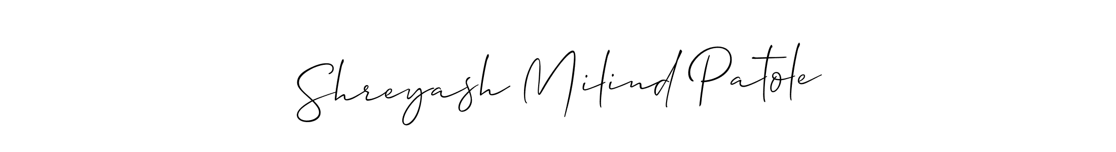 How to make Shreyash Milind Patole signature? Allison_Script is a professional autograph style. Create handwritten signature for Shreyash Milind Patole name. Shreyash Milind Patole signature style 2 images and pictures png