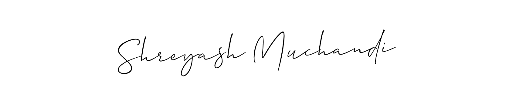 You should practise on your own different ways (Allison_Script) to write your name (Shreyash Muchandi) in signature. don't let someone else do it for you. Shreyash Muchandi signature style 2 images and pictures png