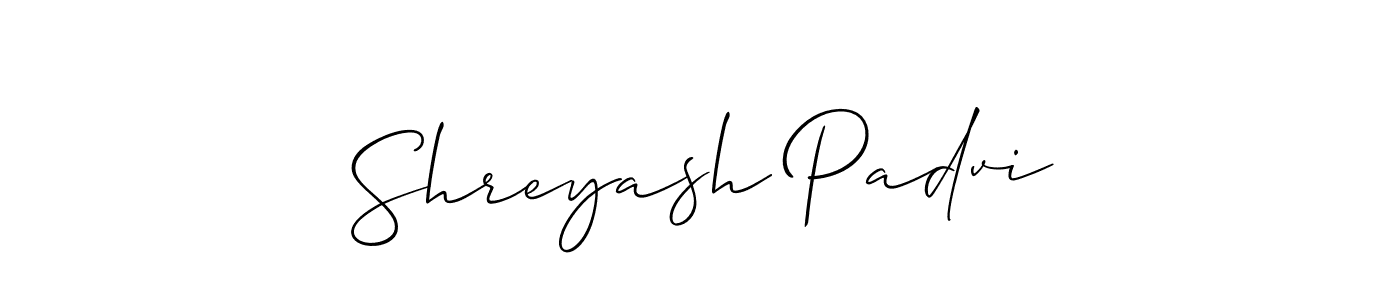 Shreyash Padvi stylish signature style. Best Handwritten Sign (Allison_Script) for my name. Handwritten Signature Collection Ideas for my name Shreyash Padvi. Shreyash Padvi signature style 2 images and pictures png