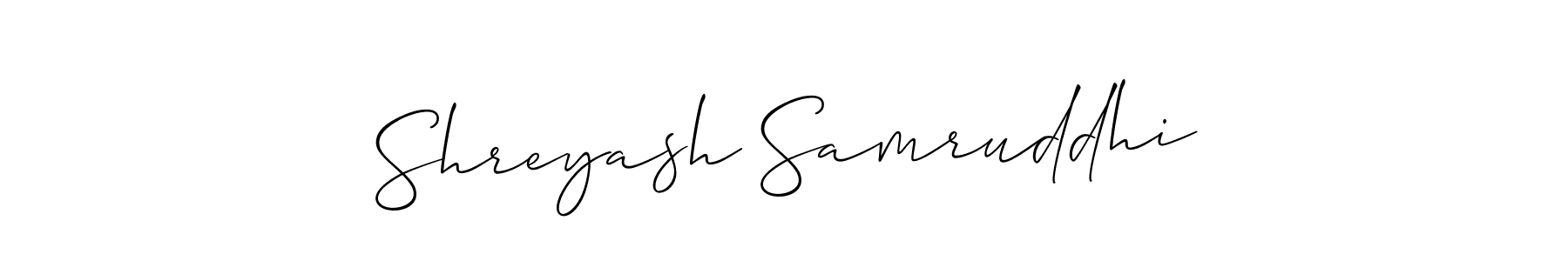 Shreyash Samruddhi stylish signature style. Best Handwritten Sign (Allison_Script) for my name. Handwritten Signature Collection Ideas for my name Shreyash Samruddhi. Shreyash Samruddhi signature style 2 images and pictures png