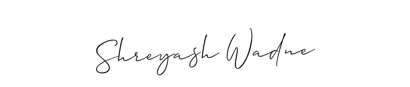 How to make Shreyash Wadne name signature. Use Allison_Script style for creating short signs online. This is the latest handwritten sign. Shreyash Wadne signature style 2 images and pictures png