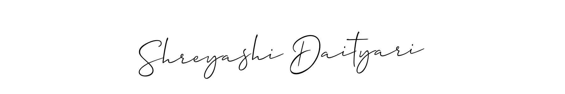 Also we have Shreyashi Daityari name is the best signature style. Create professional handwritten signature collection using Allison_Script autograph style. Shreyashi Daityari signature style 2 images and pictures png