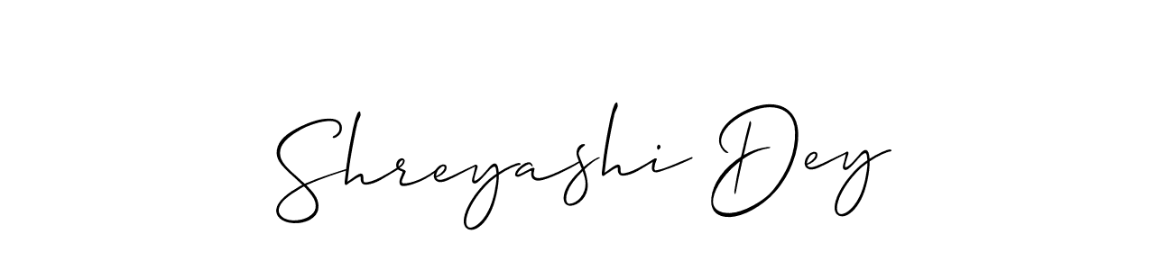 Allison_Script is a professional signature style that is perfect for those who want to add a touch of class to their signature. It is also a great choice for those who want to make their signature more unique. Get Shreyashi Dey name to fancy signature for free. Shreyashi Dey signature style 2 images and pictures png