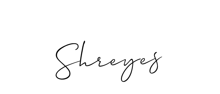 It looks lik you need a new signature style for name Shreyes. Design unique handwritten (Allison_Script) signature with our free signature maker in just a few clicks. Shreyes signature style 2 images and pictures png