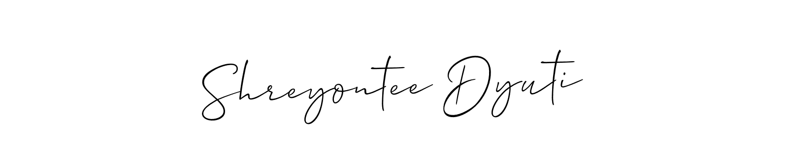 Similarly Allison_Script is the best handwritten signature design. Signature creator online .You can use it as an online autograph creator for name Shreyontee Dyuti. Shreyontee Dyuti signature style 2 images and pictures png