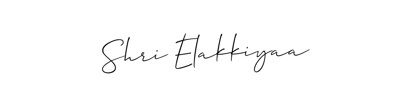 Similarly Allison_Script is the best handwritten signature design. Signature creator online .You can use it as an online autograph creator for name Shri Elakkiyaa. Shri Elakkiyaa signature style 2 images and pictures png