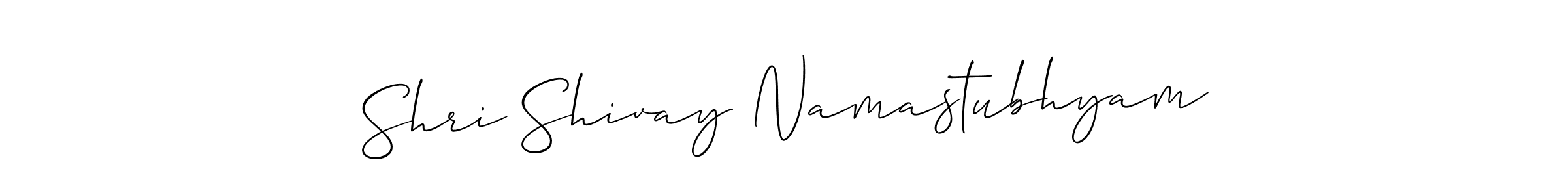 Allison_Script is a professional signature style that is perfect for those who want to add a touch of class to their signature. It is also a great choice for those who want to make their signature more unique. Get Shri Shivay Namastubhyam name to fancy signature for free. Shri Shivay Namastubhyam signature style 2 images and pictures png