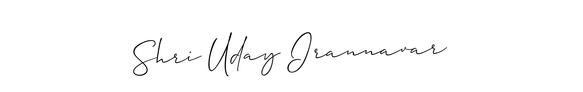 Also You can easily find your signature by using the search form. We will create Shri Uday Irannavar name handwritten signature images for you free of cost using Allison_Script sign style. Shri Uday Irannavar signature style 2 images and pictures png