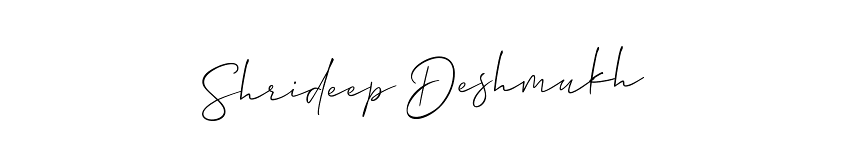 Use a signature maker to create a handwritten signature online. With this signature software, you can design (Allison_Script) your own signature for name Shrideep Deshmukh. Shrideep Deshmukh signature style 2 images and pictures png