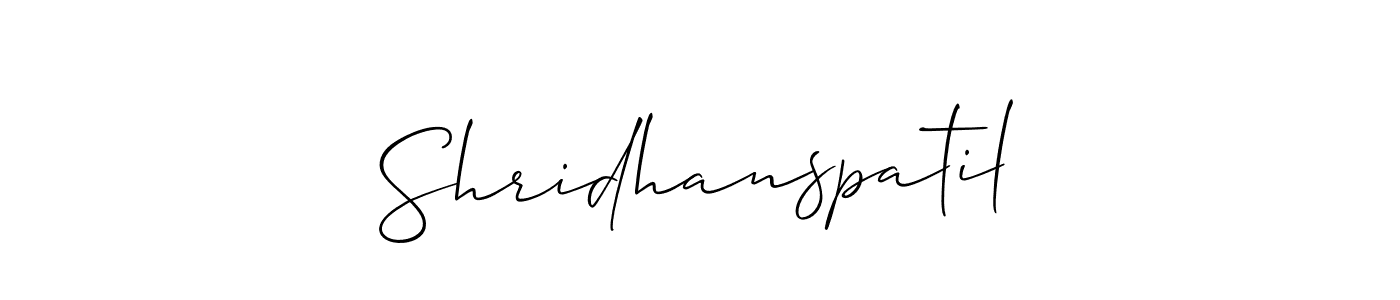 Make a short Shridhanspatil signature style. Manage your documents anywhere anytime using Allison_Script. Create and add eSignatures, submit forms, share and send files easily. Shridhanspatil signature style 2 images and pictures png