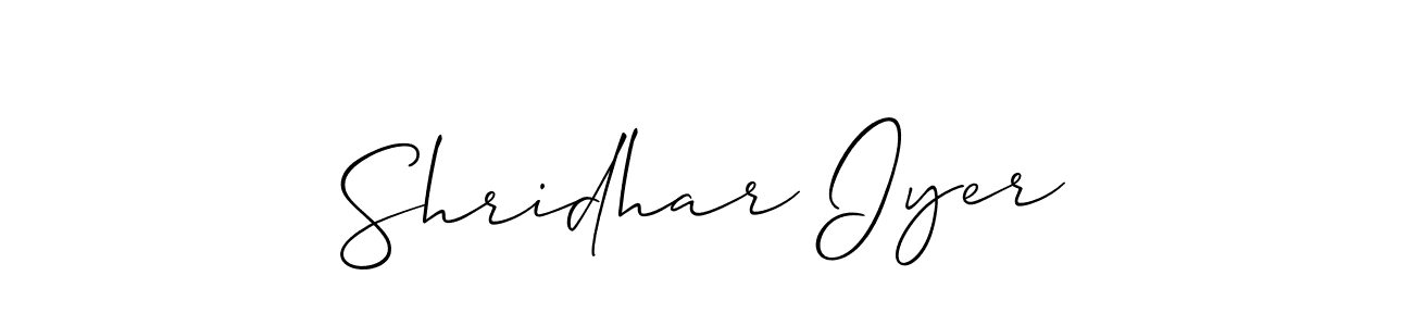 if you are searching for the best signature style for your name Shridhar Iyer. so please give up your signature search. here we have designed multiple signature styles  using Allison_Script. Shridhar Iyer signature style 2 images and pictures png