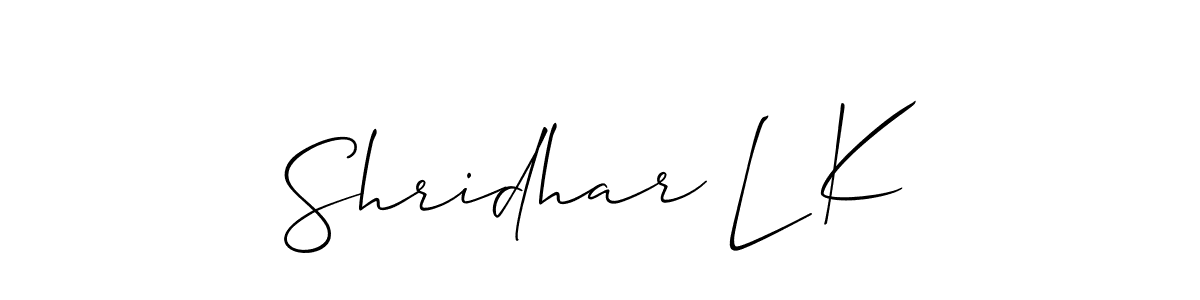 Also we have Shridhar L K name is the best signature style. Create professional handwritten signature collection using Allison_Script autograph style. Shridhar L K signature style 2 images and pictures png