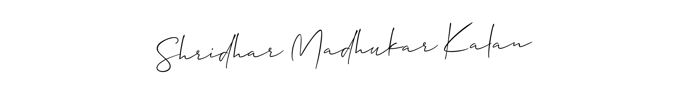 Make a short Shridhar Madhukar Kalan signature style. Manage your documents anywhere anytime using Allison_Script. Create and add eSignatures, submit forms, share and send files easily. Shridhar Madhukar Kalan signature style 2 images and pictures png