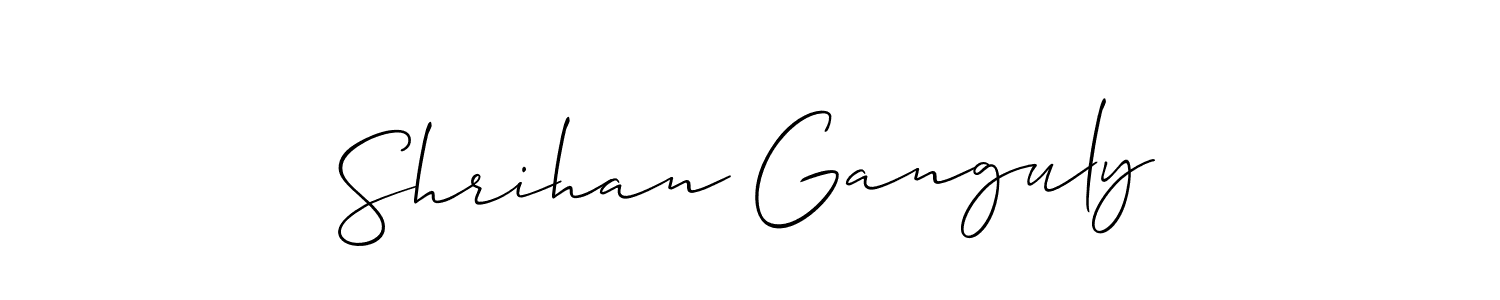 Make a short Shrihan Ganguly signature style. Manage your documents anywhere anytime using Allison_Script. Create and add eSignatures, submit forms, share and send files easily. Shrihan Ganguly signature style 2 images and pictures png