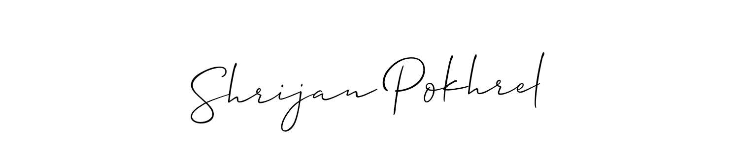 You should practise on your own different ways (Allison_Script) to write your name (Shrijan Pokhrel) in signature. don't let someone else do it for you. Shrijan Pokhrel signature style 2 images and pictures png