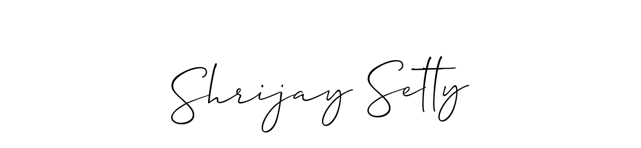How to make Shrijay Setty name signature. Use Allison_Script style for creating short signs online. This is the latest handwritten sign. Shrijay Setty signature style 2 images and pictures png