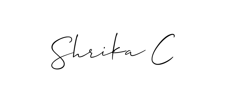 Similarly Allison_Script is the best handwritten signature design. Signature creator online .You can use it as an online autograph creator for name Shrika C. Shrika C signature style 2 images and pictures png