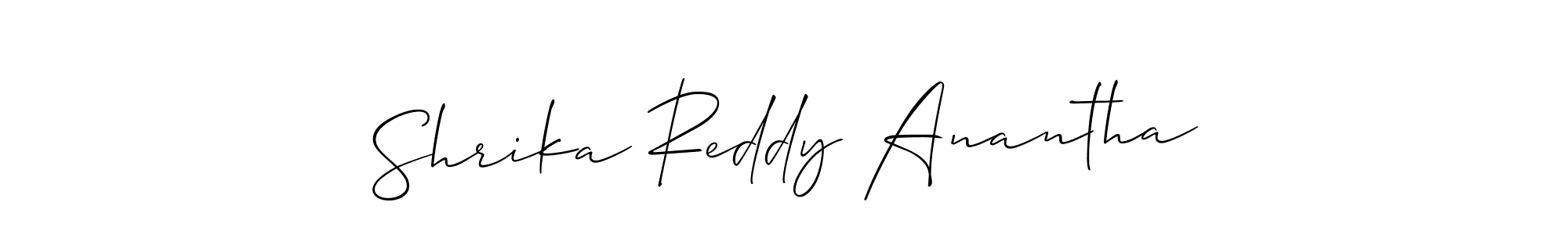 Create a beautiful signature design for name Shrika Reddy Anantha. With this signature (Allison_Script) fonts, you can make a handwritten signature for free. Shrika Reddy Anantha signature style 2 images and pictures png