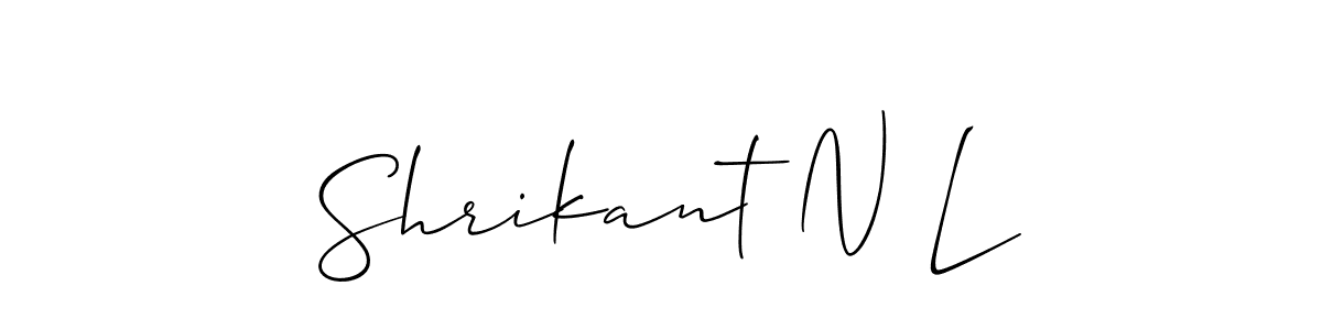 The best way (Allison_Script) to make a short signature is to pick only two or three words in your name. The name Shrikant N L include a total of six letters. For converting this name. Shrikant N L signature style 2 images and pictures png